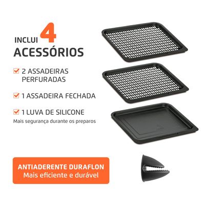 Fritadeira Air Fryer Forno Oven 12L Mondial Vermelho/Inox 2000W - AFON-12L-RI 127V
