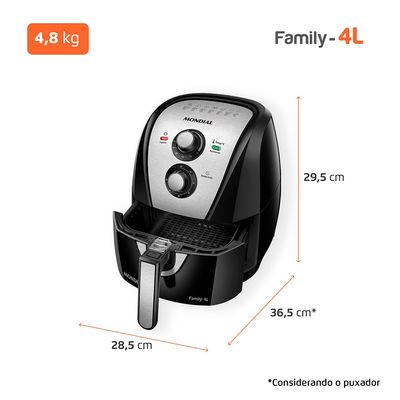 Fritadeira Sem Óleo Com Divisória Air Fryer 4L Mondial Preto/Inox 1500W - AFD-40-BI 127V