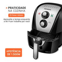 Fritadeira Sem Óleo Com Divisória Air Fryer 4L Mondial Preto/Inox 1500W - AFD-40-BI