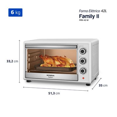 Forno Elétrico 42L Family II Mondial Branco/Inox 1600W - FRN-42-W 127V