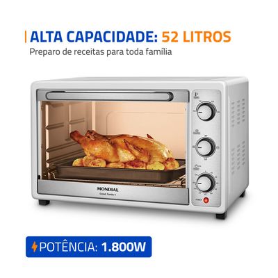 Forno Elétrico 52L Grand Family II Mondial Branco/Inox 1800W - FRN-52-W 127V