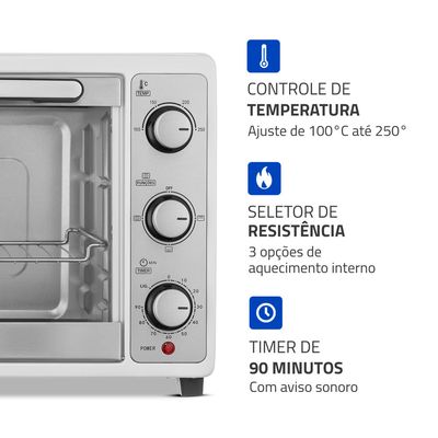 Forno Elétrico 52L Grand Family II Mondial Branco/Inox 1800W - FRN-52-W 127V