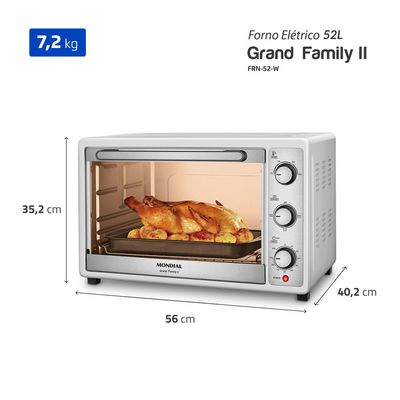 Forno Elétrico 52L Grand Family II Mondial Branco/Inox 1800W - FRN-52-W 127V