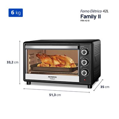 Forno Elétrico 42L Family II Mondial Preto/Inox 1600W - FRN-42-B 127V