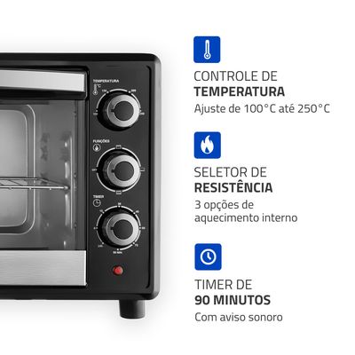 Forno Elétrico 42L Family II Mondial Preto/Inox 1600W - FRN-42-B 127V