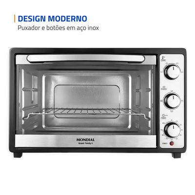 Forno Elétrico 52L Grand Family II Mondial Preto/Inox 1800W - FRN-52-B 220V
