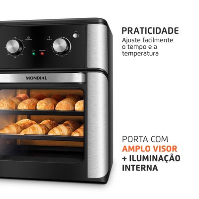 Fritadeira Air Fryer Forno Oven 12L Mondial Preto 2000W - AFON-12L-AB 220V