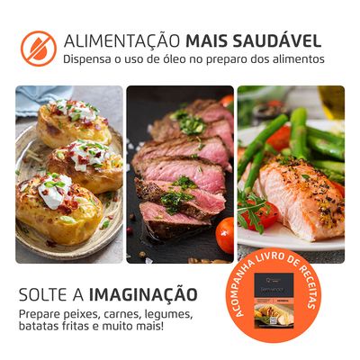 Fritadeira Sem Óleo Air Fryer 8L Mondial Preto/Inox 1900W - AFD-80-BI 220V