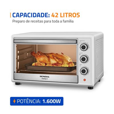 Forno Elétrico 42L Family II Mondial Branco/Inox 1600W - FRN-42-W 220V