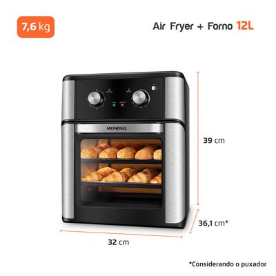 Fritadeira Air Fryer Forno Oven 12L Mondial Preto 2000W - AFON-12L-AB 220V