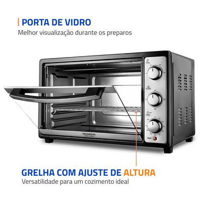 Forno Elétrico 52L Grand Family II Mondial Preto/Inox 1800W - FRN-52-B 220V
