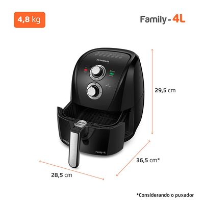 Fritadeira Sem Óleo Com Divisória Air Fryer 4L Mondial Preto/Prata 1500W - AFD-40-BFS 220V