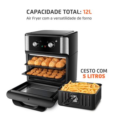 Fritadeira Air Fryer Forno Oven 12L Mondial Preto 2000W - AFON-12L-AB 220V
