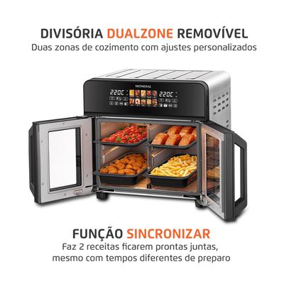 Air Fryer Forno 25L French Door Mondial Preto/Inox 2000W - AFDO-25L-FD 220V