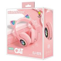 Fone De Ouvido Headset Orelha Gatinho Cat Bluetooth Led Rosa