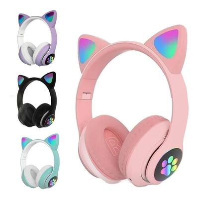 Fone De Ouvido Headset Orelha Gatinho Cat Bluetooth Led Rosa