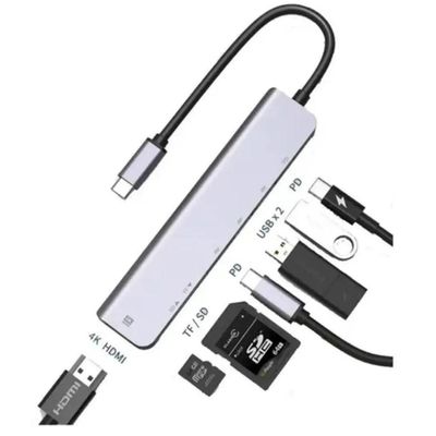 Hub Estação 7x1 Type C Macbook X Usb-C Pd Usb 3.0 Sd Tf Hdmi 4K