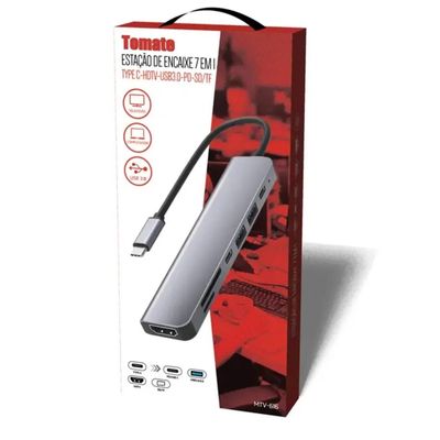 Hub Estação 7x1 Type C Macbook X Usb-C Pd Usb 3.0 Sd Tf Hdmi 4K