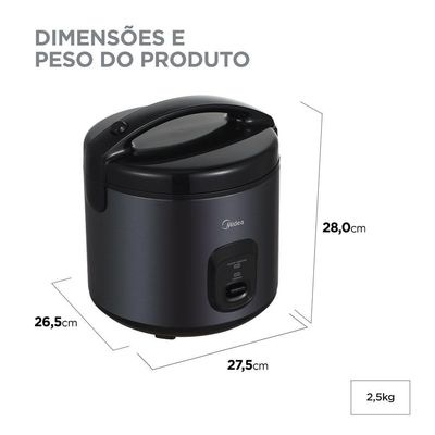 Panela de Arroz Elétrica 5L Preta Midea PAE50P1 - 110V
