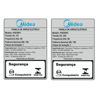 Panela de Arroz Elétrica 5L Preta Midea PAE50P1 - 110V