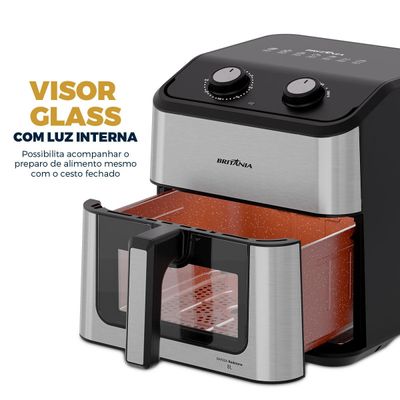 Air Fryer Britânia 8L Redstone Visor Glass BAF80A 127V