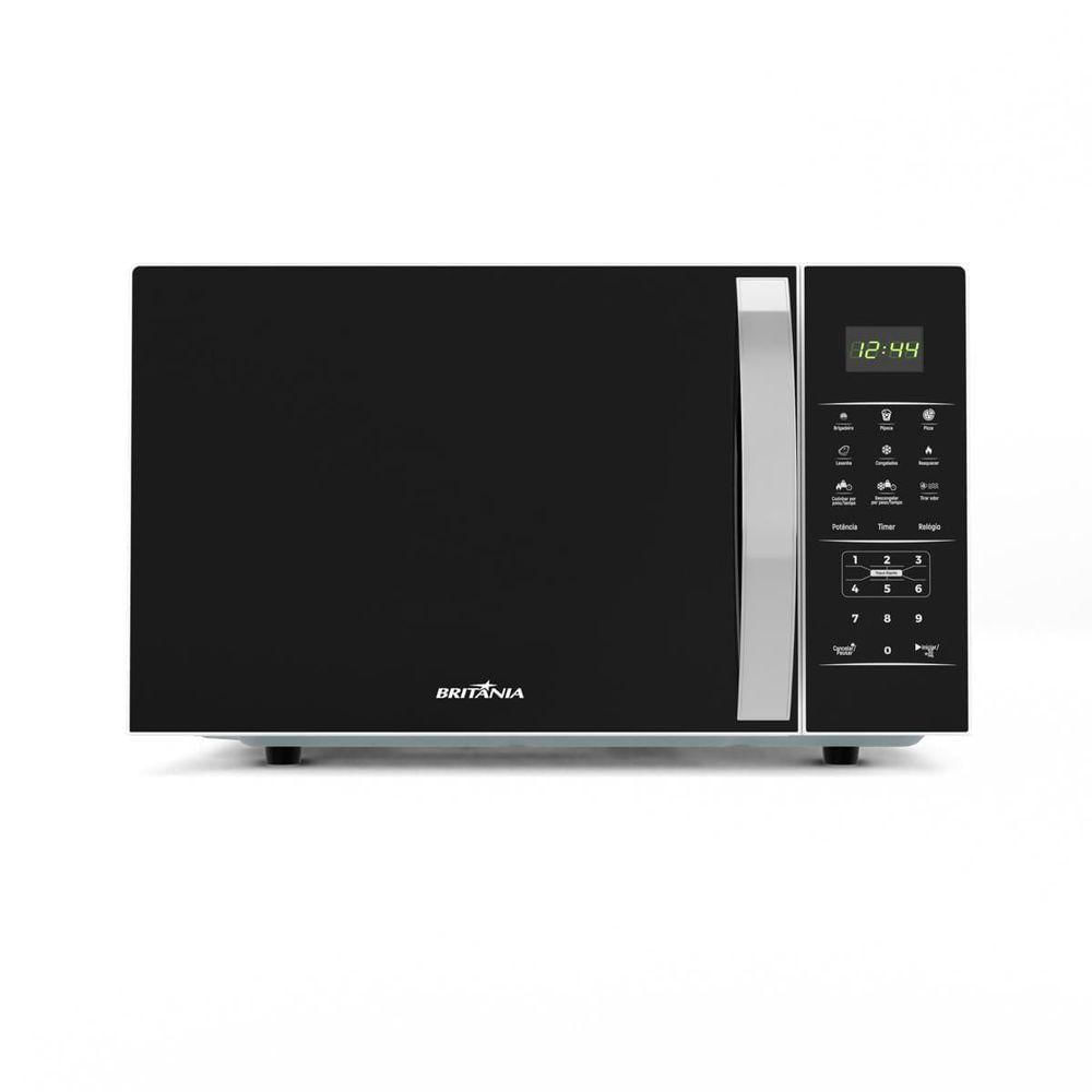 Micro-ondas Britânia 28L Branco Espelhado Limpa Fácil BMO30 110V