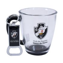 Jogo Caneca De Vidro 370ml e Abridor Vasco Oficial
