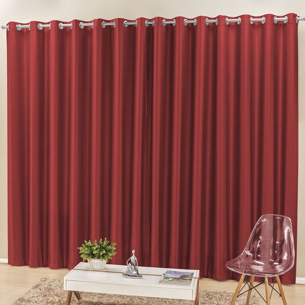 Cortina Madri para Varão Tecido Semi Blackout 3,00m x 2,50m Sala Quarto - Vermelho