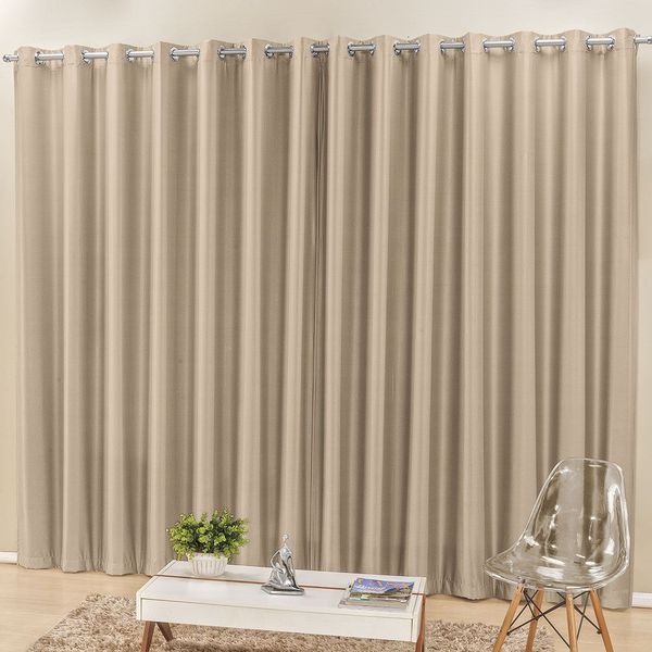 Cortina Madri para Varão Tecido Semi Blackout 2,00m x 1,70m Sala Quarto - Bege