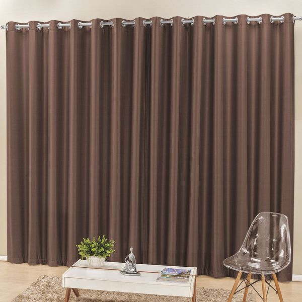 Cortina Madri para Varão Tecido Semi Blackout 4,00m x 2,50m Sala Quarto - Tabaco