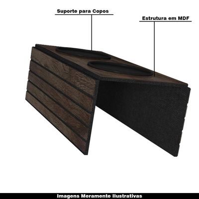 Kit 05 Esteiras Bandeja Com Suporte Para Copos Para Sofá MDF Tabaco - Gran Belo