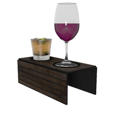 Kit 12 Esteiras Bandeja Com Suporte Para Copos Para Sofá MDF Tabaco - Gran Belo