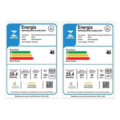Geladeira Frost Free Duplex 394L Inverter Inox Midea MDRT533EVD462 220V