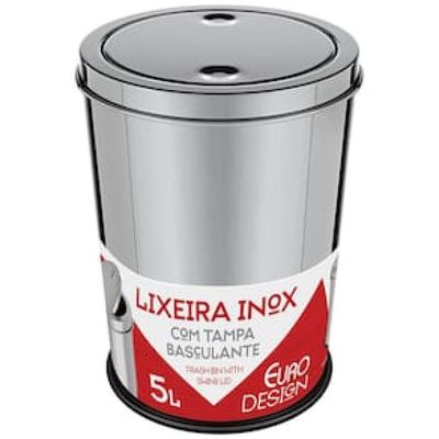 Lixeira Euro Design com Tampa Basculante Inox - 5L