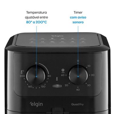 Fritadeira Air Fryer Quad Fry 1.400W 4,2L Preta Com Tecnologia Air Circuit 360° 220V