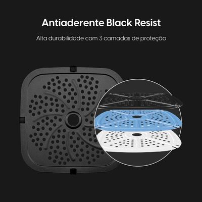 Fritadeira Air Fryer Quad Fry 1.400W 4,2L Preta Com Tecnologia Air Circuit 360° 220V