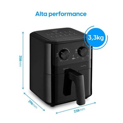 Fritadeira Air Fryer Quad Fry 1.400W 4,2L Preta Com Tecnologia Air Circuit 360° 220V