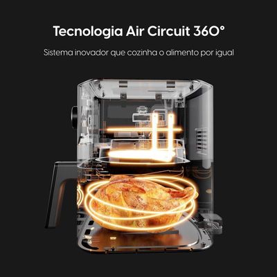 Fritadeira Air Fryer Quad Fry 1.400W 4,2L Preta Com Tecnologia Air Circuit 360° 220V