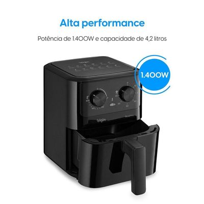 Fritadeira Air Fryer Quad Fry 1.400W 4,2L Preta Com Tecnologia Air Circuit 360° 220V