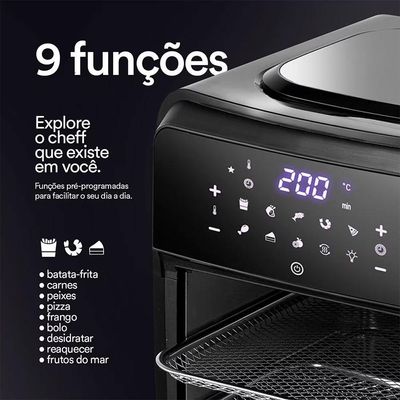 Fritadeira Sem óleo Air Fryer Oven Digital Toutch Titanium 12l Premium Eaf12t 220v - Eos 220v