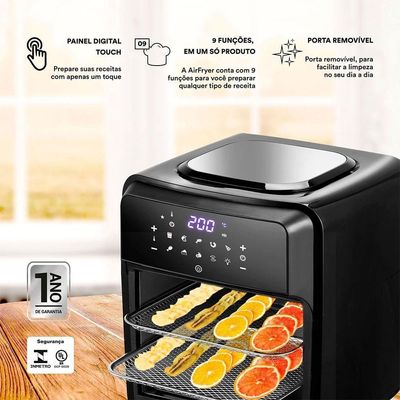 Fritadeira Sem óleo Air Fryer Oven Digital Toutch Titanium 12l Premium Eaf12t 220v - Eos 220v