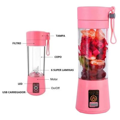 Mini Liquidificador Portátil Usb Recarregável Mixer (Rosa)