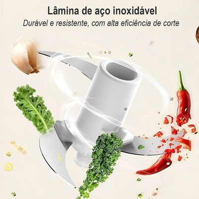 Mini Processador Elétrico Rosa 280ml Usb Recarregável Tritura Alho E Pimenta Com 3 Lâminas