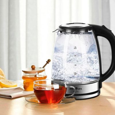 Chaleira Elétrica Jarra De Vidro Cristal Led Azul 1,8 Litros 127v