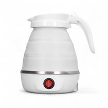 Chaleira Dobrável Elétrica 100v 600ml Branca Portátil Silicone Resistente Ao Calor
