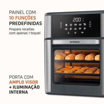 Fritadeira Air Fryer Forno Oven 12L Mondial Cinza/inox 2000W AFON-12L-GI 220V