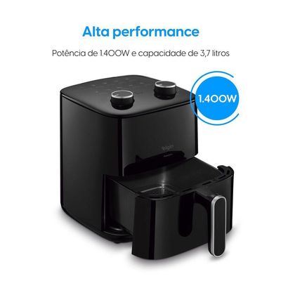 Fritadeira Air Fryer Pratica Fry 3,7 Litros 1.400W Preta Cuba Quadrada e Grelha Removível 220V