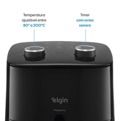 Fritadeira Air Fryer Pratica Fry 3,7 Litros 1.400W Preta Cuba Quadrada e Grelha Removível 220V