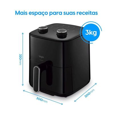 Fritadeira Air Fryer Pratica Fry 3,7 Litros 1.400W Preta Cuba Quadrada e Grelha Removível 220V