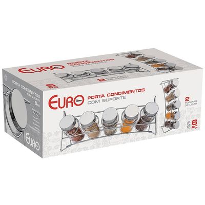 Porta Condimentos Euro com 6 Peças - Transparente